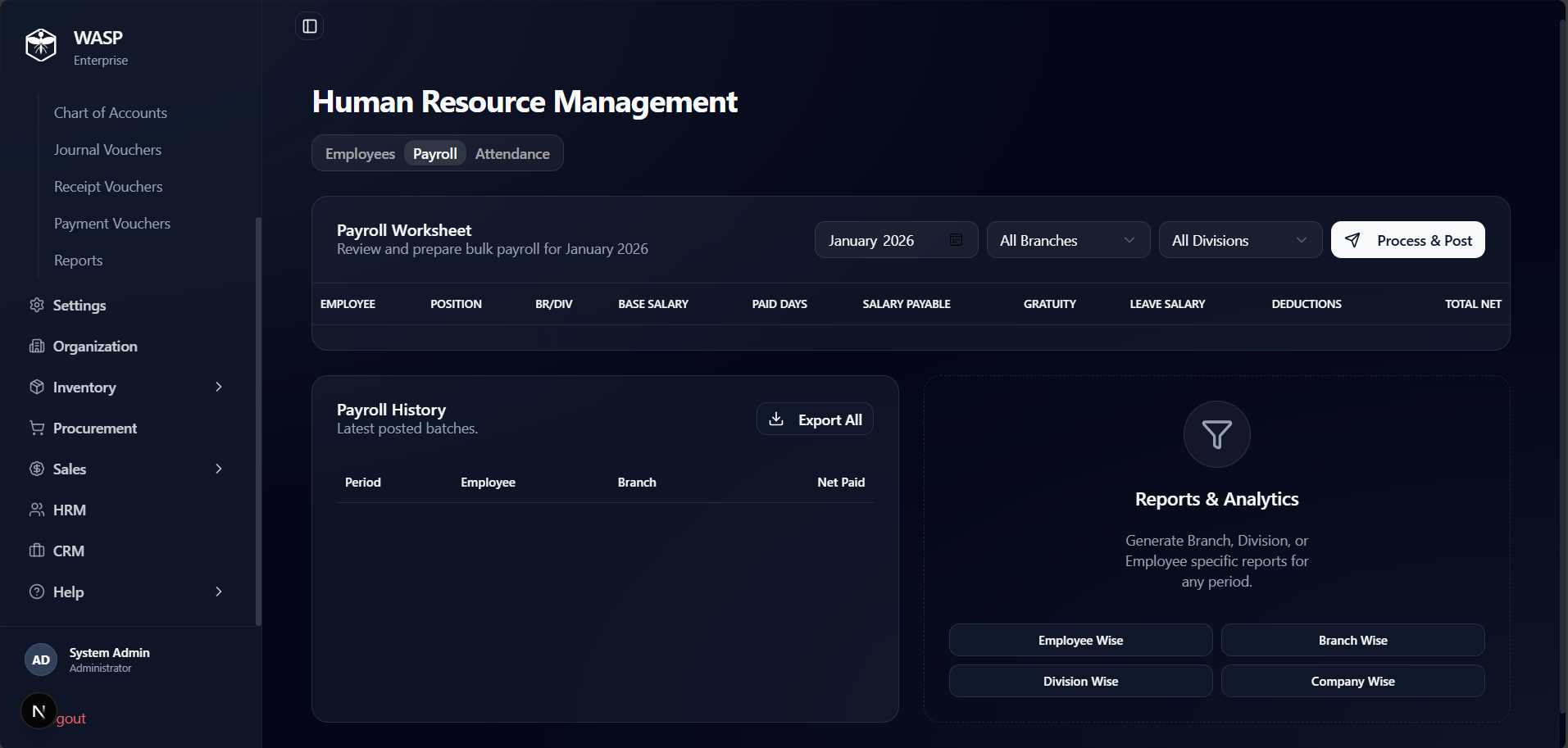 WASP_HRMREP WASP HRM Report
